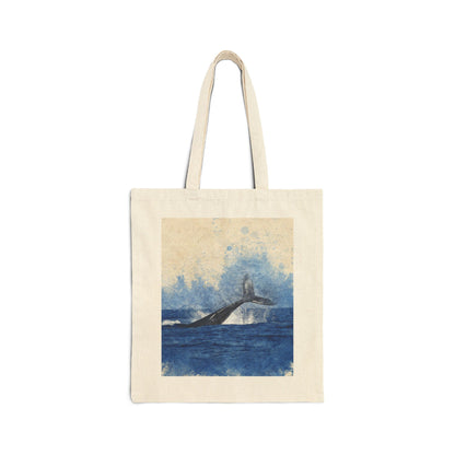 'Whale of a Tail' Cotton Canvas Tote Bag