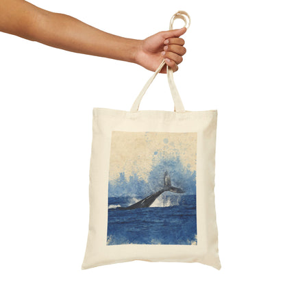 'Whale of a Tail' Cotton Canvas Tote Bag