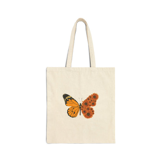 'Blooming Butterfly' Cotton Canvas Tote Bag