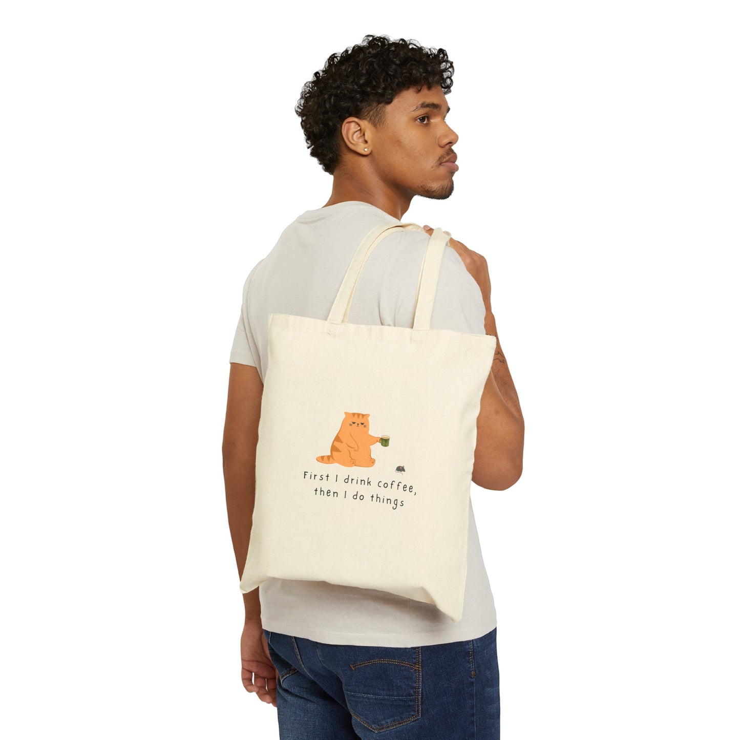 Coffee First Cotton Canvas Tote Bag